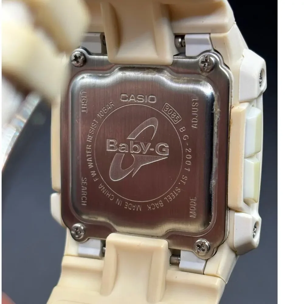 Casio Baby-G BG-2001 Vintage Y2K White Digital Watch 100M